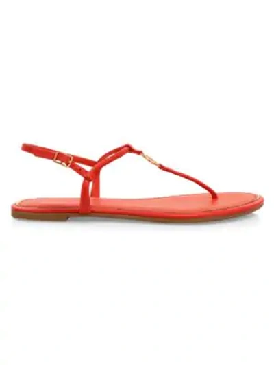 Shop Tory Burch Emmy Leather Thong Sandals In Bright Salmon