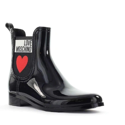 Shop Love Moschino Black Patent Leather Ankle Boots
