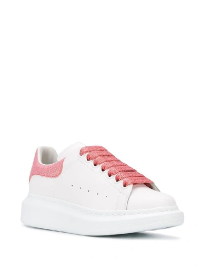 Shop Alexander Mcqueen Women's White Leather Sneakers