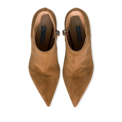 Shop Prada Women's Beige Suede Ankle Boots