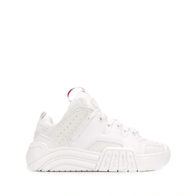 Shop Gcds Women's White Leather Sneakers