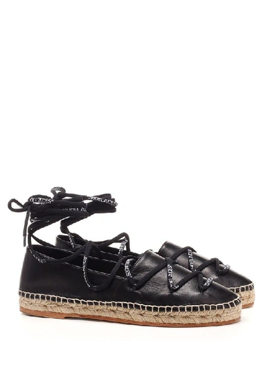 Shop Off-white Women's Black Leather Espadrilles