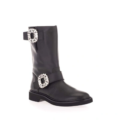 Shop Roger Vivier Black Leather Ankle Boots
