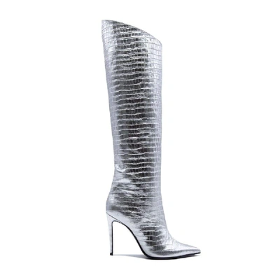 Shop Aldo Castagna Women's Silver Leather Boots