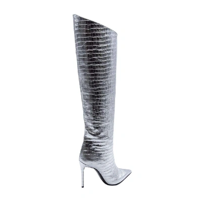 Shop Aldo Castagna Women's Silver Leather Boots