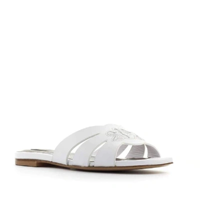 Shop Pinko White Leather Sandals