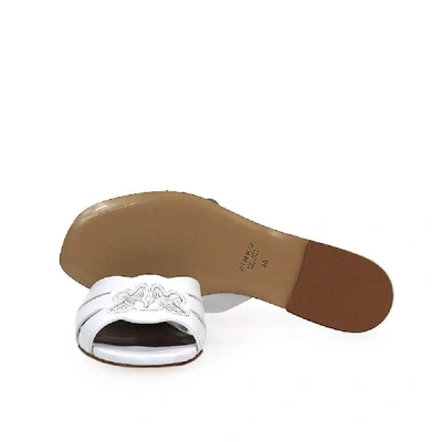 Shop Pinko White Leather Sandals