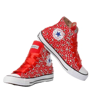 Shop Converse Women's Red Canvas Hi Top Sneakers