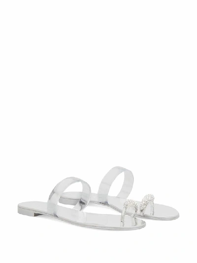 Shop Giuseppe Zanotti Design Women's Silver Leather Sandals