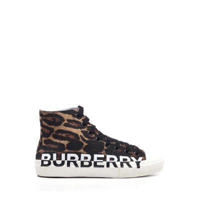 Shop Burberry Brown Hi Top Sneakers