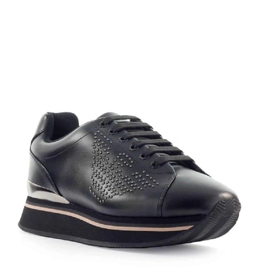 Shop Emporio Armani Women's Black Leather Sneakers