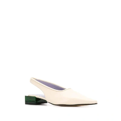 Shop Ganni Women's White Leather Heels