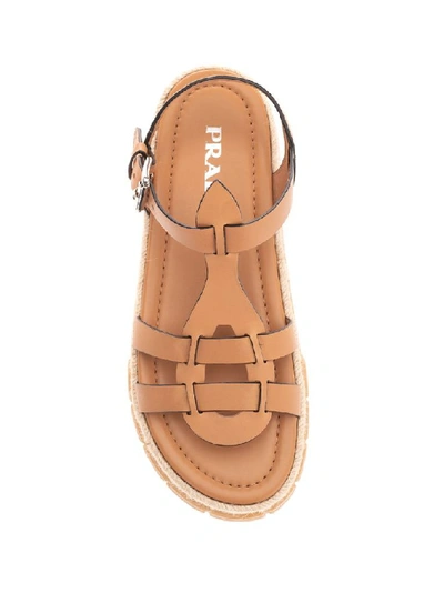 Shop Prada Women's Beige Leather Sandals