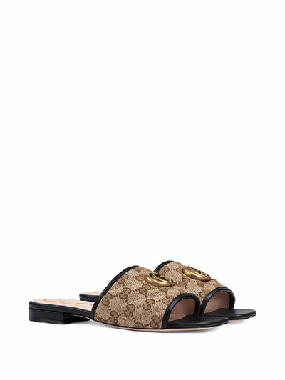 Shop Gucci Beige Leather Sandals