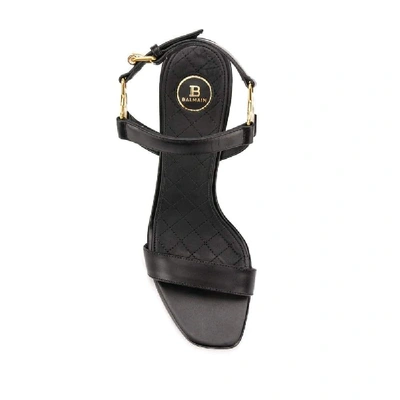 Shop Balmain Women's Black Leather Sandals