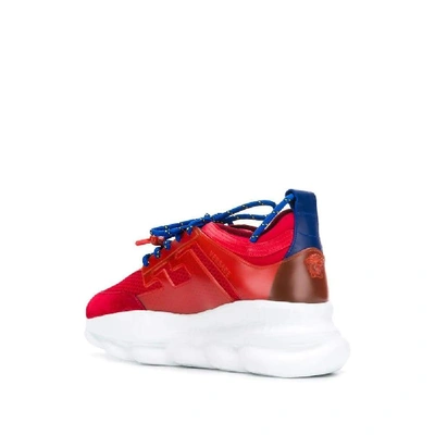 Shop Versace Men's Red Leather Sneakers