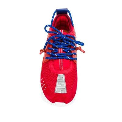 Shop Versace Men's Red Leather Sneakers