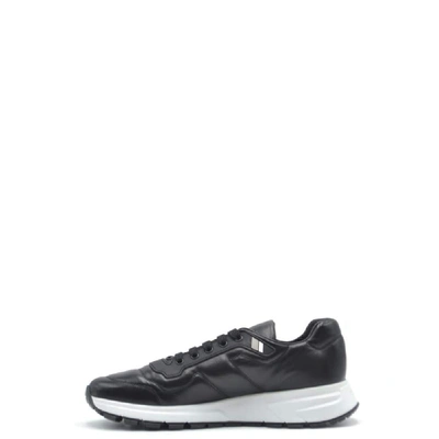 Shop Prada Black Leather Sneakers