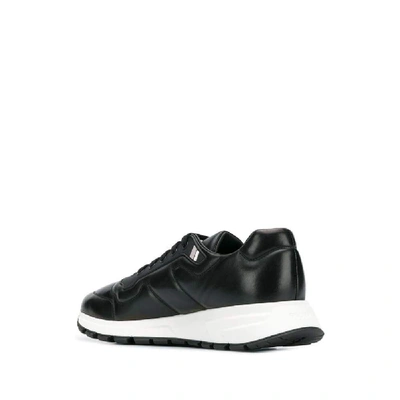 Shop Prada Black Leather Sneakers