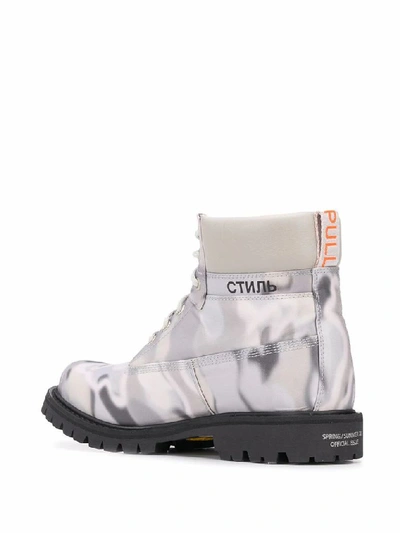 Shop Heron Preston Grey Leather Ankle Boots
