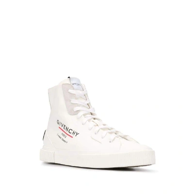 Shop Givenchy Men's White Cotton Hi Top Sneakers