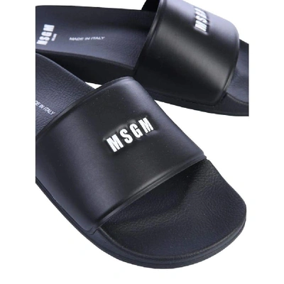 Msgm Slide Sandals With Micro Logo In Black