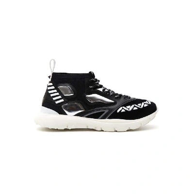 Shop Valentino Black Fabric Sneakers