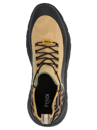 Shop Fendi Men's Beige Polyamide Sneakers