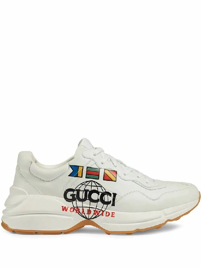 Shop Gucci White Leather Sneakers