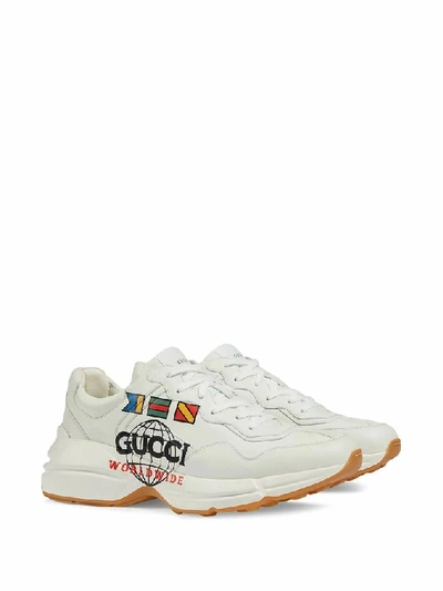 Shop Gucci White Leather Sneakers