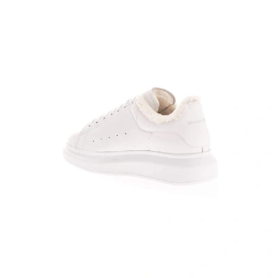 Shop Alexander Mcqueen Men's White Leather Sneakers