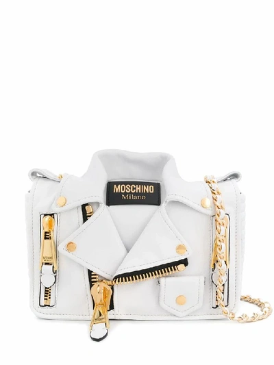 Shop Moschino Women's White Leather Shoulder Bag