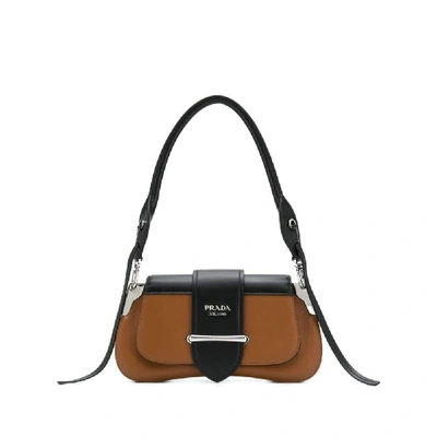 Shop Prada Brown Leather Shoulder Bag