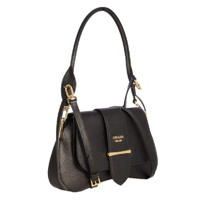 Shop Prada Women's Black Leather Shoulder Bag