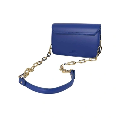 Shop Elisabetta Franchi Blue Faux Leather Shoulder Bag