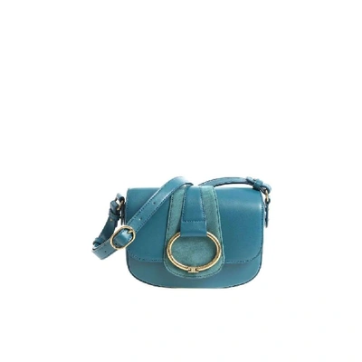 Shop Elisabetta Franchi Women's Blue Faux Leather Shoulder Bag