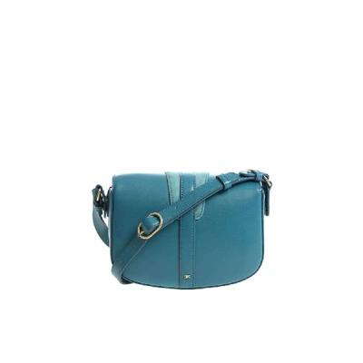 Shop Elisabetta Franchi Women's Blue Faux Leather Shoulder Bag
