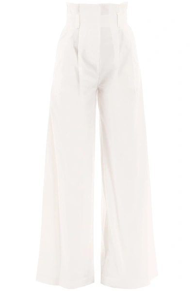 Shop A.w.a.k.e. High-waist Flared Pants In Off White (white)