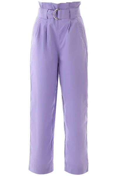 Shop Ganni Cotton Paperbag Pants In Violet Tulip (purple)