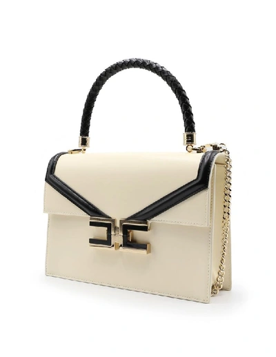 Shop Elisabetta Franchi White Faux Leather Handbag