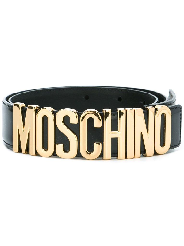 Moschino Logo Letter Belt In Black Modesens