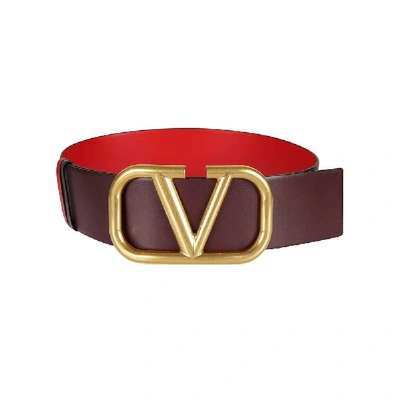 Shop Valentino Burgundy Leather Belt