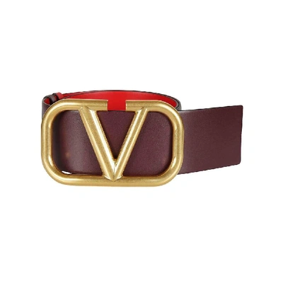 Shop Valentino Burgundy Leather Belt