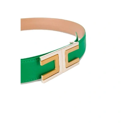 Shop Elisabetta Franchi Women's Green Faux Leather Belt