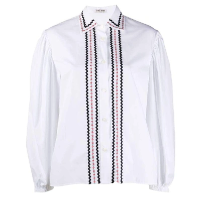 Shop Miu Miu Women's White Cotton Shirt