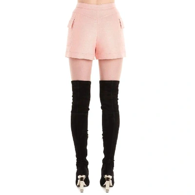 Shop Balmain Women's Pink Viscose Shorts