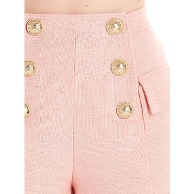 Shop Balmain Women's Pink Viscose Shorts