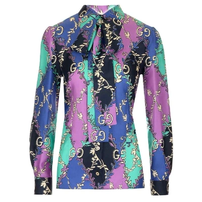 Shop Gucci Women's Purple Silk Blouse