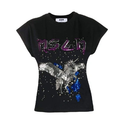 Shop Msgm Black Cotton T-shirt