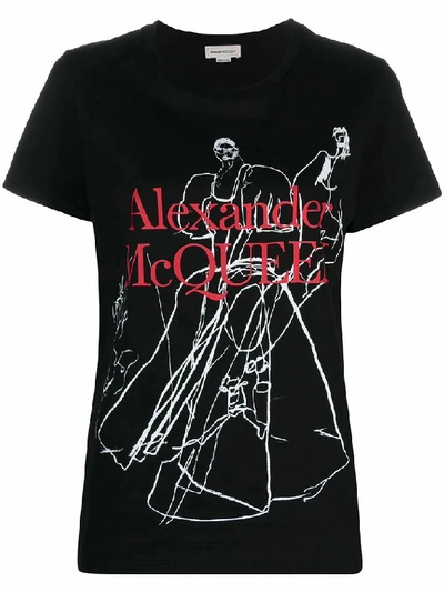 Shop Alexander Mcqueen Women's Black Cotton T-shirt